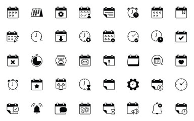 Fototapeta premium set of date and time icons, calendar, appointment, reminder, year