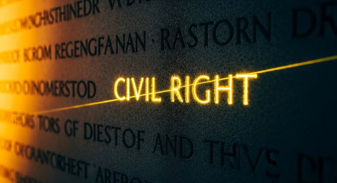 Civil Right Text Glowing On Dark Background With Ancient Script