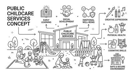 Obraz premium Public Childcare Services Concept Illustration.