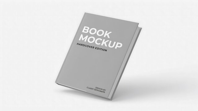 Gray hardcover book mockup on white background