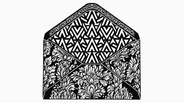 Elegant Open Envelope with Floral and Geometric Pattern Design for Laser Cut Invitation Cards and Decorative Paper Stationery