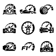 Naklejka premium Racing Car Speedometer Icons Set.