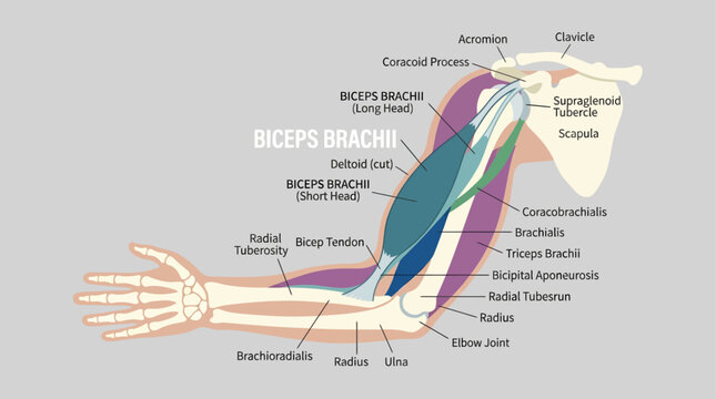 Anatomical illustration of human arm muscles.