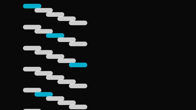 Abstract cascading data flow animation with blue and white bars