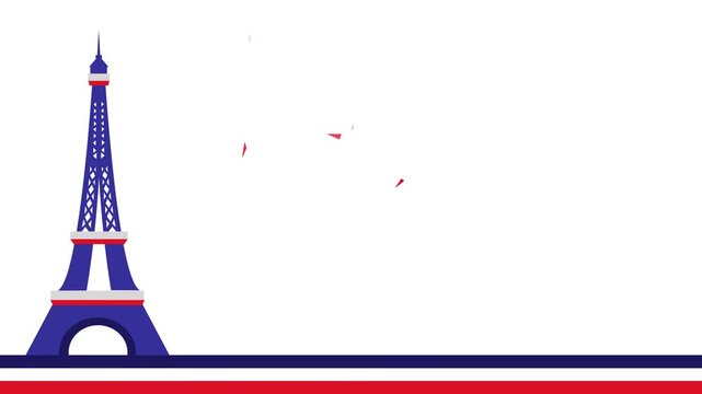 bastille day background with empty space area in right combination falling triangle, illustration of eiffel tower. perfect for education theme, promotion or goverment