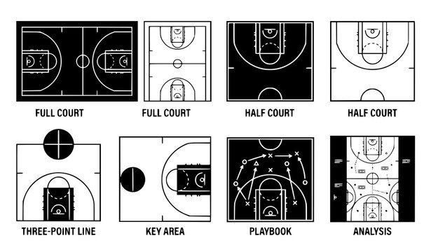 Basketball Court Diagram Vector Illustration Pack