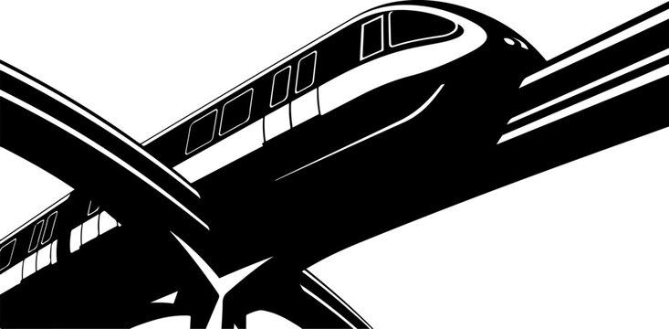 Monorail, train, transportation, icon, black, vector graphic