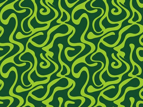 Bold Green Biomorphic Seamless Abstract Pattern