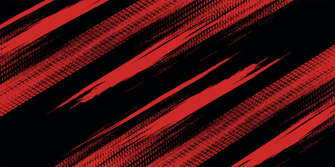 Fototapeta premium Black and Red Grunge Brush Background with Halftone Effect