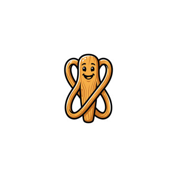 Cheerful Wooden Niddy Noddy Yarn Winder With Twisted Natural Fiber Skeins And Smiling Cartoon Face, Suitable For Knitting Patterns, Craft Blogs And Handmade Product Vector Illustration