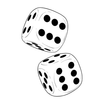 two dice vector line art drawing illustration