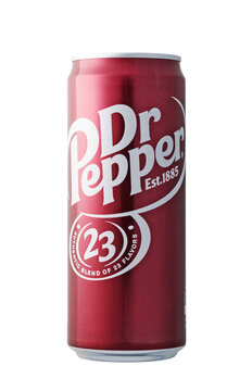Dr pepper soda can offering refreshing carbonated beverage