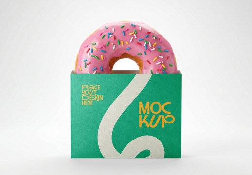 Donut Box Packaging Mockup on White Background