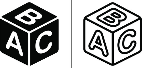 Two distinct artistic representations of childrens alphabet blocks displaying letters A B and C © Mi RAZU