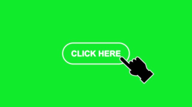A click here button label with a cursor arrow icon in outlined style on white background for web ui interaction