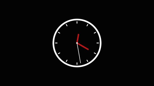 Analog wall clock timelapse with fast moving hands.24 Hours Animated Clock