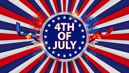 Fototapeta premium Fourth of July patriotic badge with American flag colors for Independence Day celebration