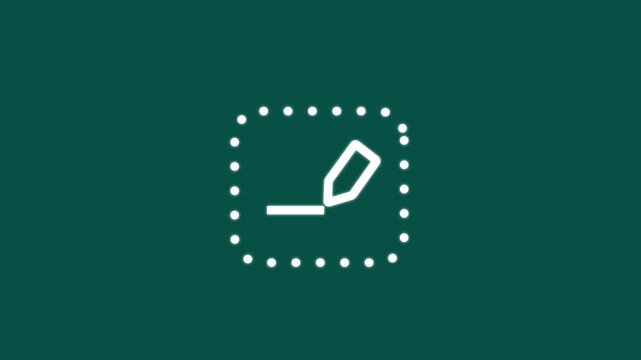A minimal dashed square outline icon with a small pencil or pen symbol representing an editable area content region or annotation field in an interface