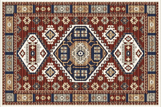 Navajo and kilim printed Carpet with trending colors and texture in high resolution
