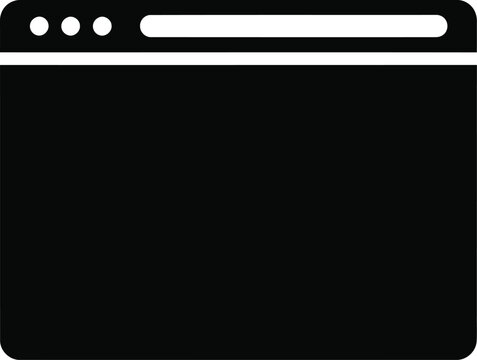 Minimalist black browser window icon on white background digital interface element for web design and user experience