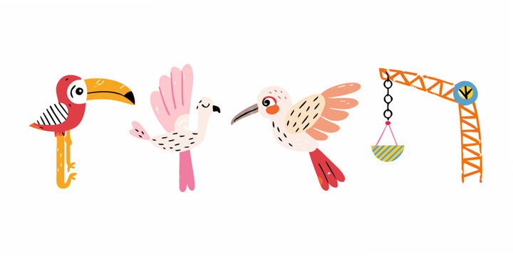 Colorful Birds Illustration Collection Whimsical Vector Design