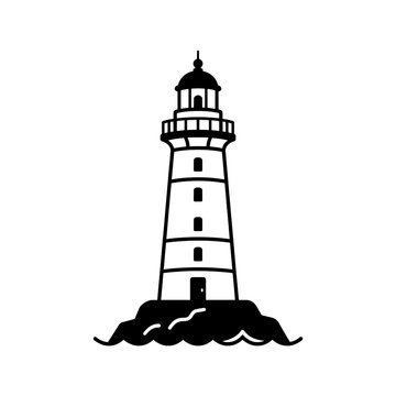 Lighthouse illustration black wh