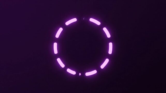 Glowing neon purple dashed circle loading animation loop