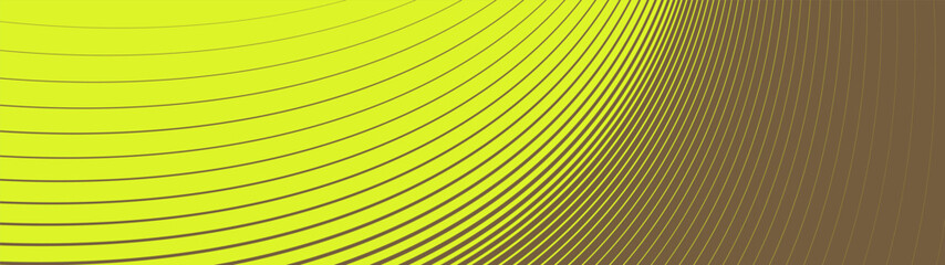 Naklejka premium Minimalist geometric swirling vortex background with neon lime yellow concentric curves and brown thin technical transition lines abstract striped linear gradient pattern for dynamic tech wallpaper