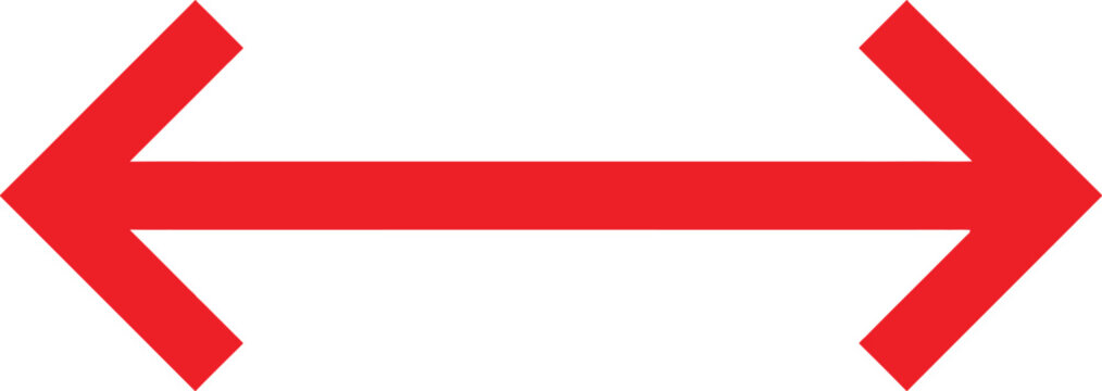 Bold red double headed arrow pointing to left and right directions