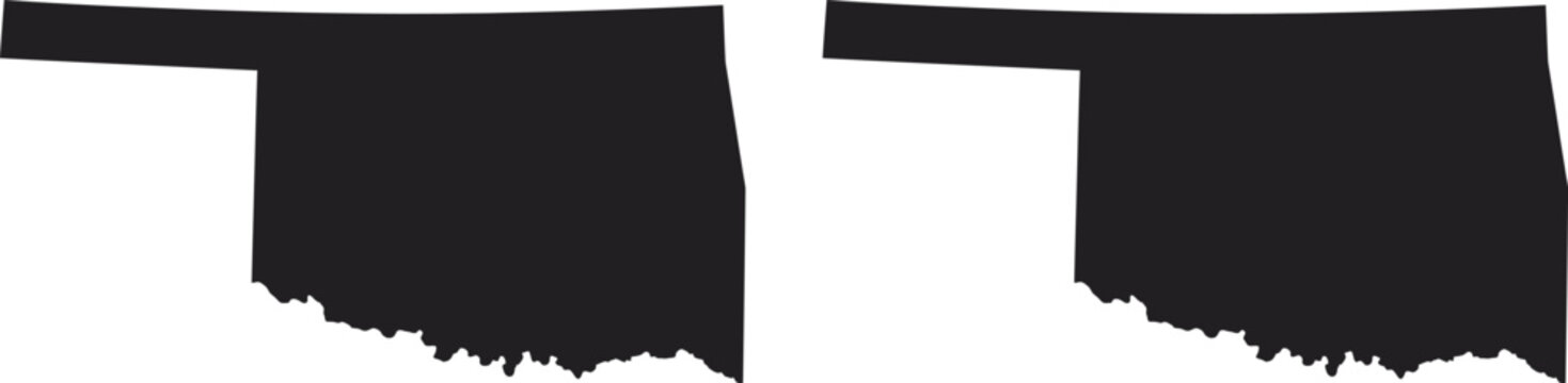 Black silhouette map of oklahoma state on a simple flat design