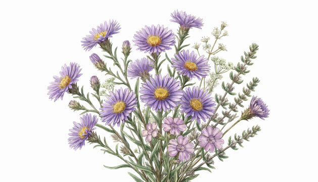 Sea Aster Flowers and Foliage