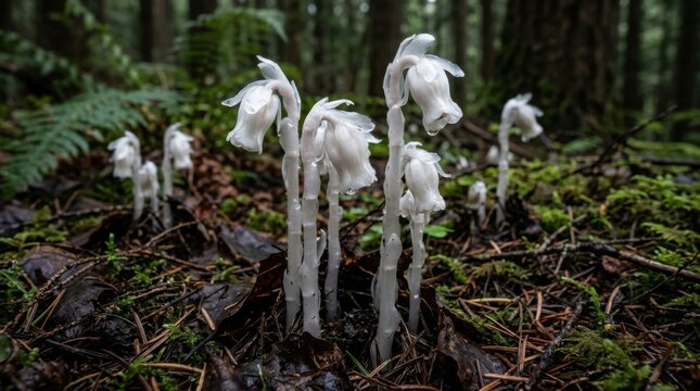 Ghost Pipe Indian Pipe Monotropa White Cluster Forest Pale Nature Photo