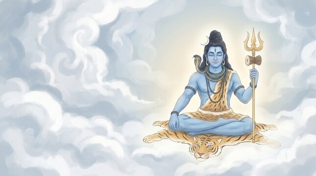 Happy maha shivratri Lord shiva portrait design poster background