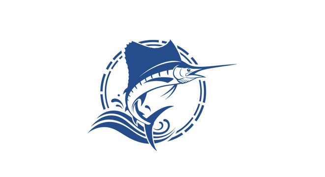 Blue Marlin Fish Logo Design.