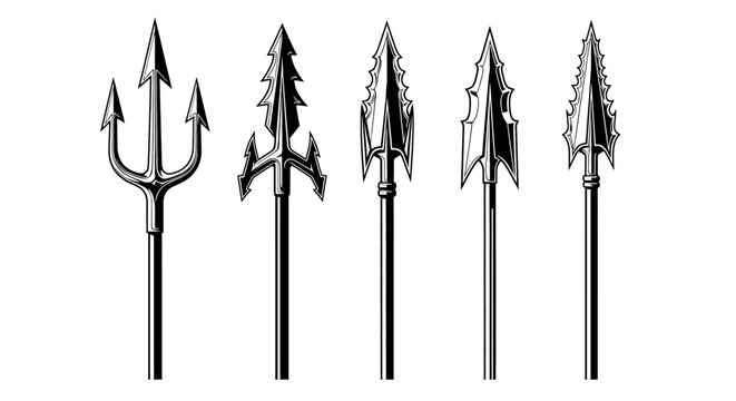 Collection of various ancient spears.