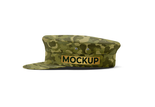 Military Cadet Cap Side View Mockup