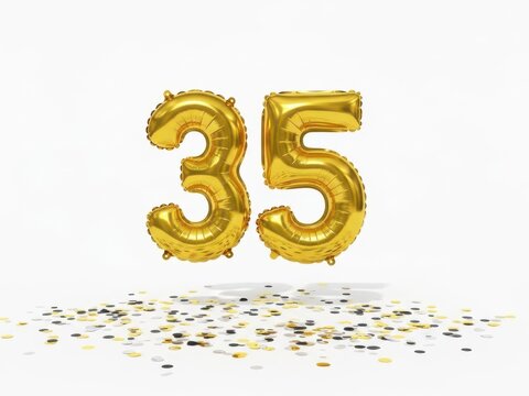 Celebratory 35th birthday balloon display