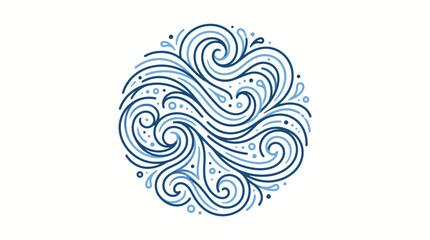 Fototapeta premium Elegant circular blue swirling liquid lines representing water movement design