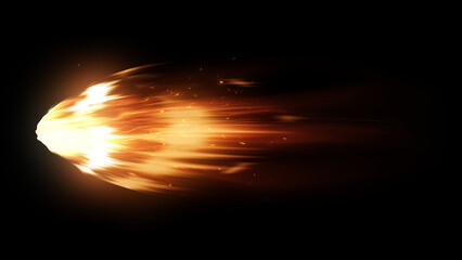 Realistic Fireball Meteor with Flame Trail VFX Effect © adison