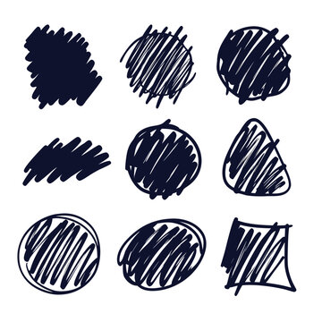 Graffiti Marker Scribble Shape Circle Triangle Vector Element Kit