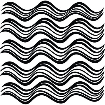 Abstract Black and White Wavy Line Seamless Pattern Background