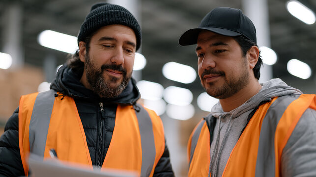 Night shift inventory management team in pharmaceutical distribution center performing controlled substance count verification, dual-custody protocol with two workers signing off,