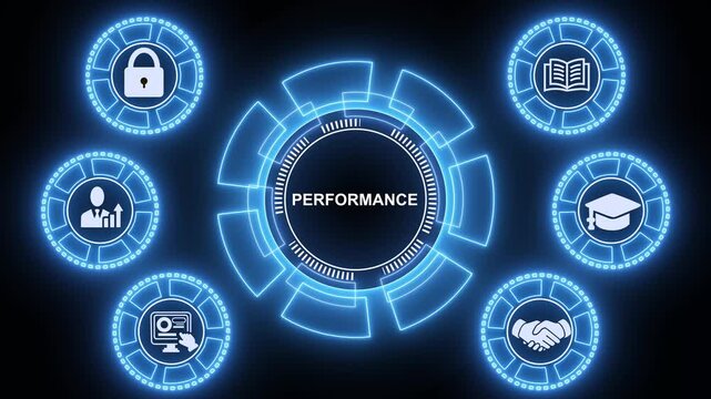 Digital illustration of business performance, and business insights from large data sets ,network , business ,technology concept animation technology background