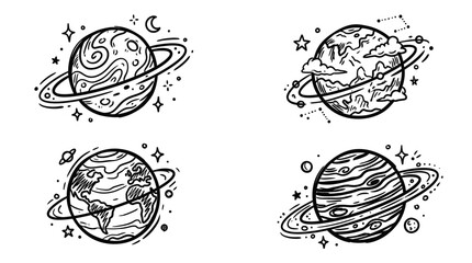 Hand-drawn Planets and Stars Collection © chintya