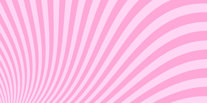 Twisted rays of rosy sunset. Vortex pinwheel pattern. Pink circus, carnival or festival background. Strawberry bubble gum, sweet lollipop candy, ice cream texture.