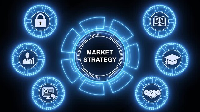Strategic market planning with business. business insights from large data sets, Animated data analytics banner web icons isolated