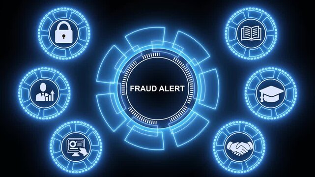 Digital fraud alert concept depicting financial, business insights from large data sets, Animated data analytics banner web icons isolated