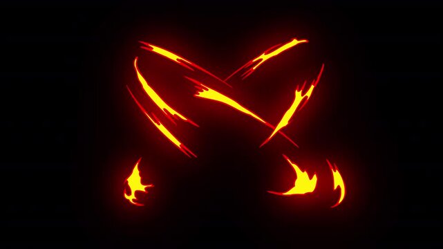 Fire vfx featuring a glowing bright slash of sharp yellow orange energy.