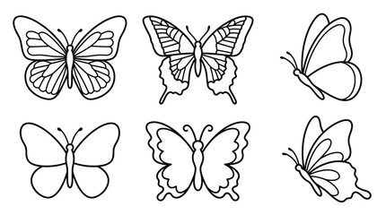 Butterfly Collection Black And White Vector Illustration On White Background © Abdullah