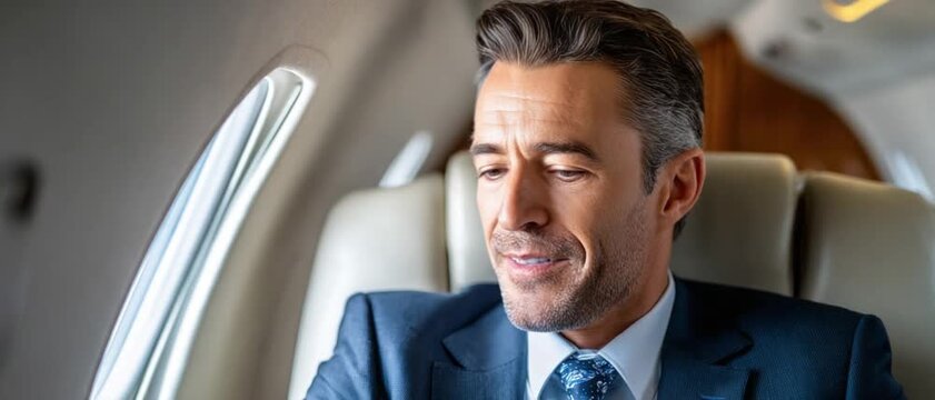 Businessman on Private Jet